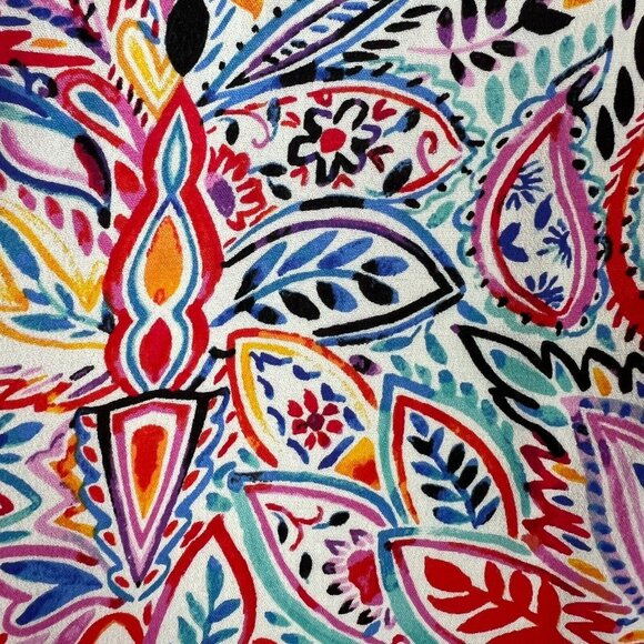 Cupio Tunic Top Womens XL Colorful Multicolor Floral Button Up 3/4‎ Sleeve Shirt - Picture 8 of 11